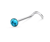 2.5mm Turquoise Stone Curved Nose Stud Silver NSKB-150